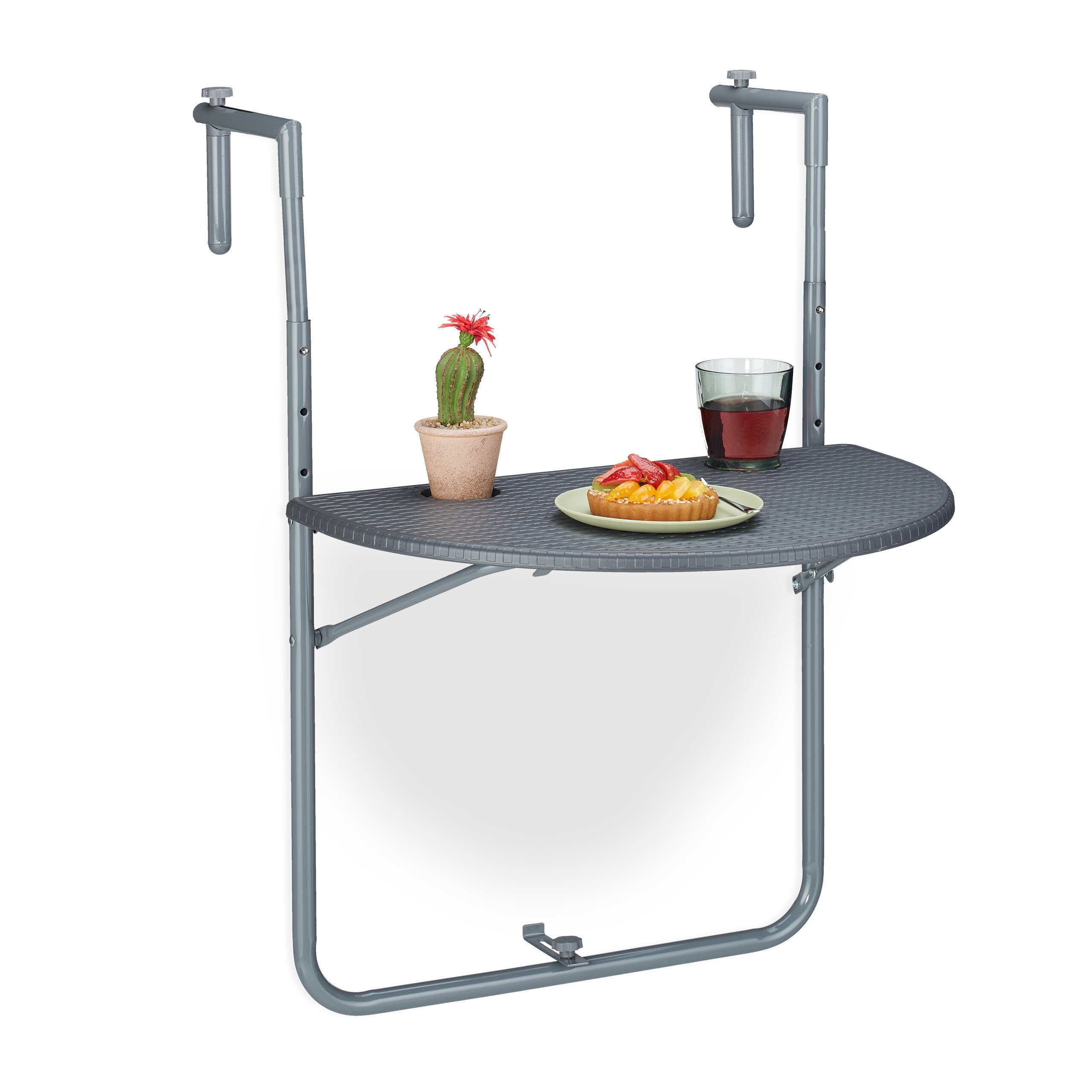 relaxdays Balkonhängetisch Grauer Balkonhängetisch klappbar günstig online kaufen