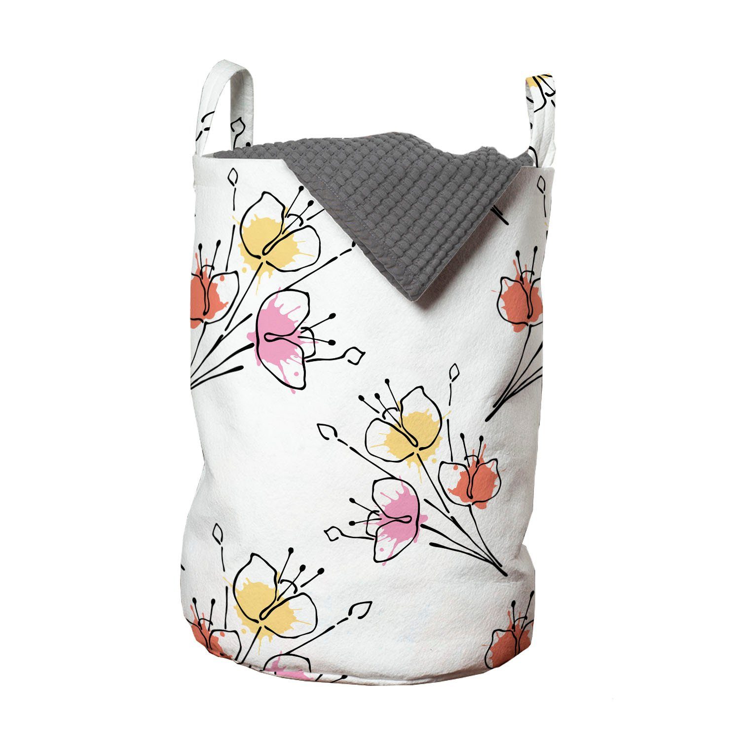 Abakuhaus Wäschesäckchen Wäschekorb mit Griffen Kordelzugverschluss für Waschsalons, Blumen Blumen Color Splash-Muster | Wäschesäcke