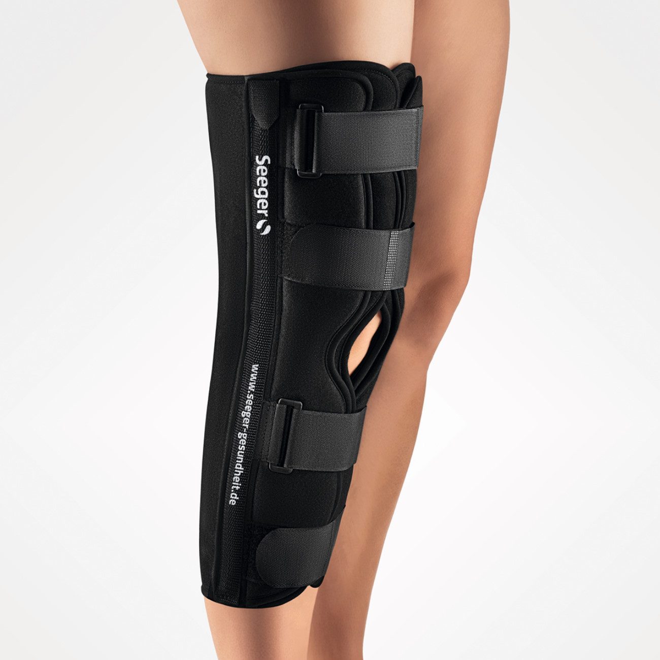 Seeger Gesundheitshaus Kniebandage Immob-Schiene, Schwarz Beugung 20° - Länge 55 cm