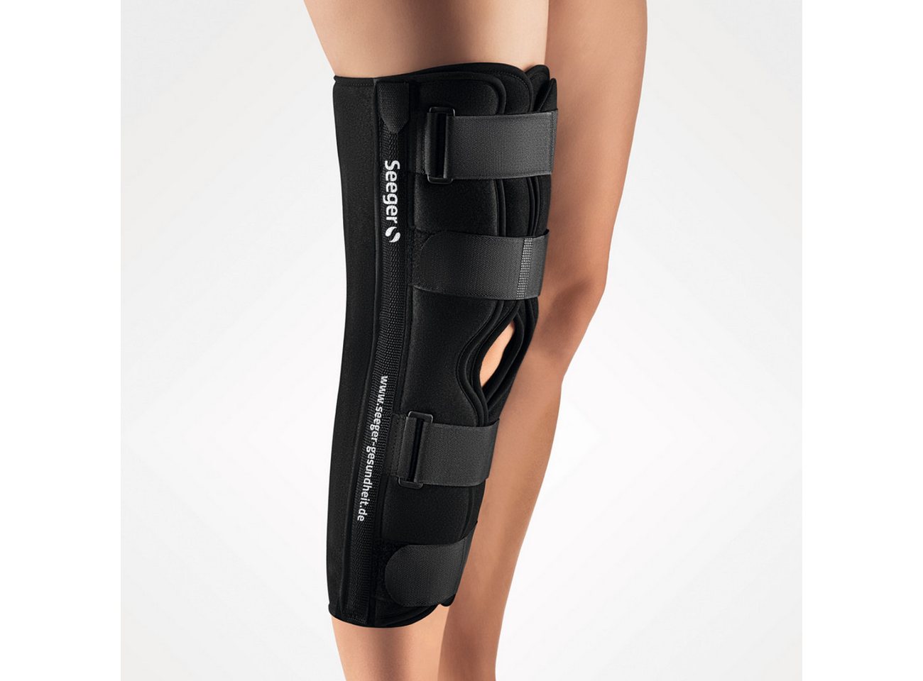 Seeger Gesundheitshaus Kniebandage Immob-Schiene, Schwarz Beugung 0° - Länge 60 cm