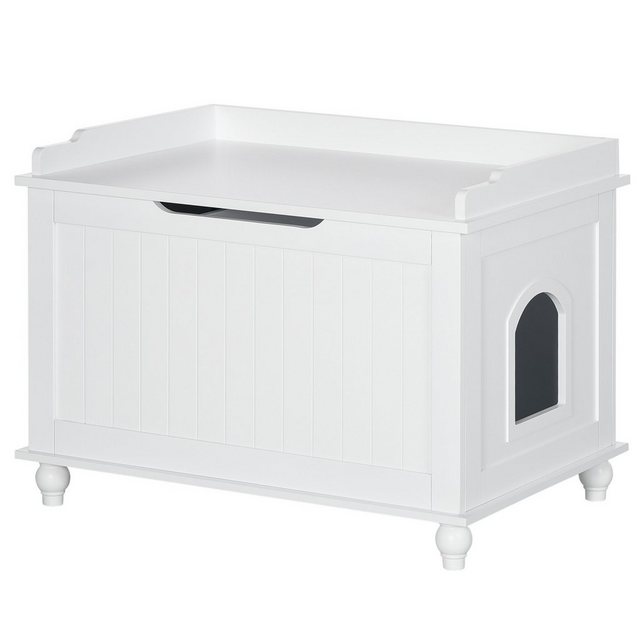 PawHut Katzentoilette Katzenklo Katzenschrank mit Stauraum Trennwand Klappdeckel, BxTxH: 74x52x55 cm