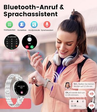 Lige IP68 Wasserdicht mit Telefonfunktion Anruf Smartwatch (1.106 Zoll, Andriod iOS), Diamant Sprachassistent blutdruck Herzfrequenz Spo2 Schlafmonitor Uhr