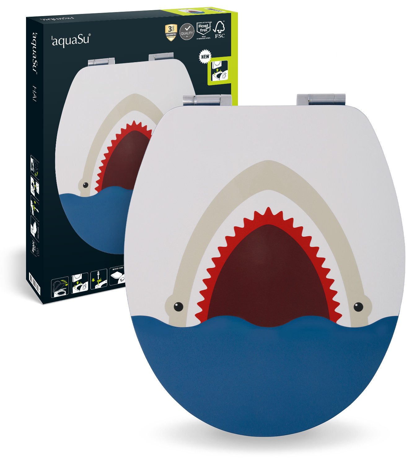 aquaSu WC-Sitz Tier Dekor, Tier-Motiv Hai, günstig online kaufen