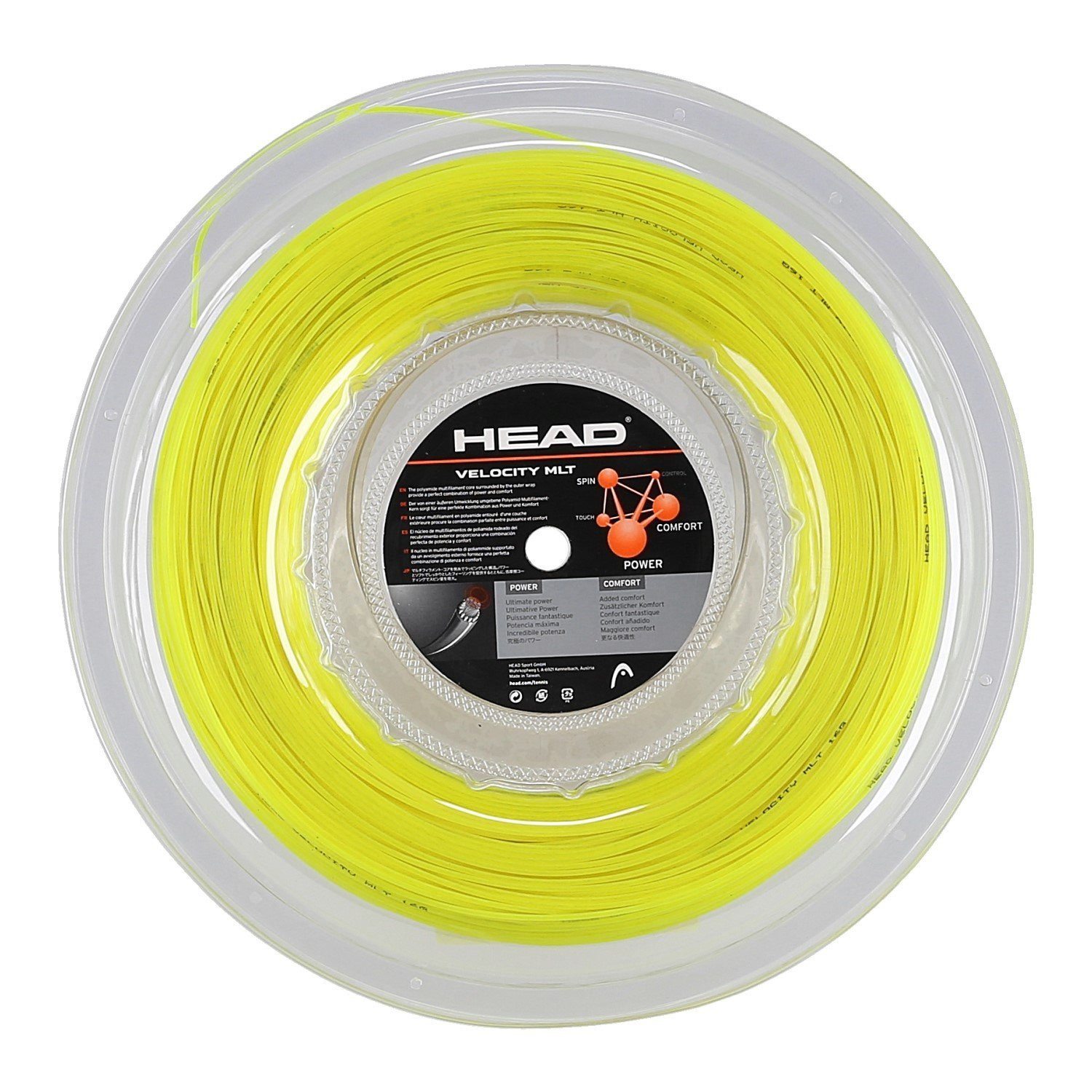 Head Tennissaite Velocity MLT (Armschonung+Touch) gelb 200m Rolle, Saitendicke: 1.30