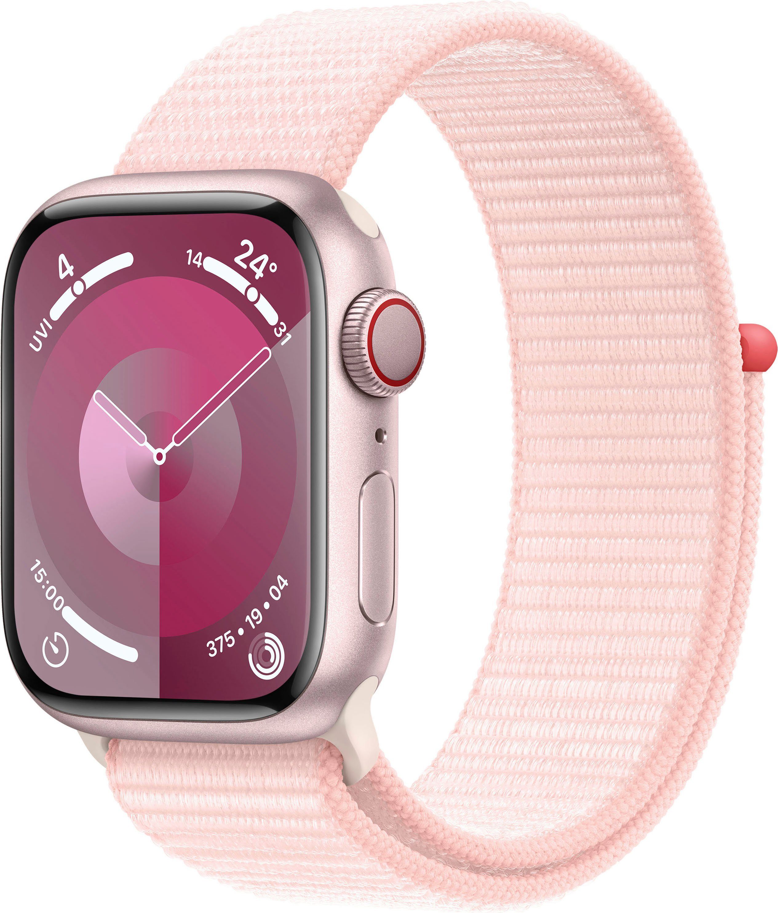 Apple Watch Series 9 GPS + Cellular 41mm Aluminium Smartwatch (4,1 cm/1,61 Zoll, Watch OS 10), Sport Loop