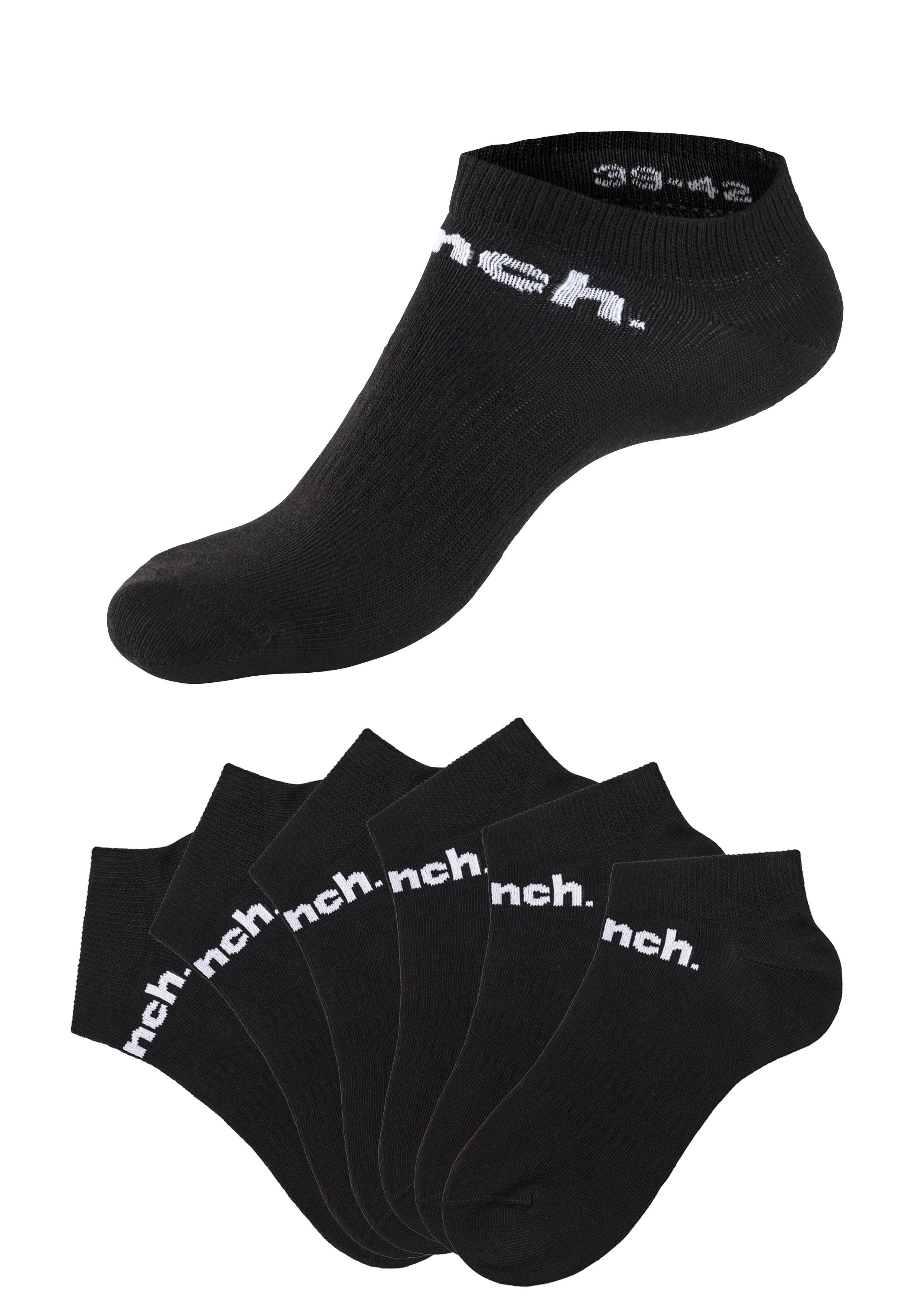 schwarz klassischem 6x Logoschriftzug mit 6-Paar) Sneakersocken Sportsocken (Set, Bench.