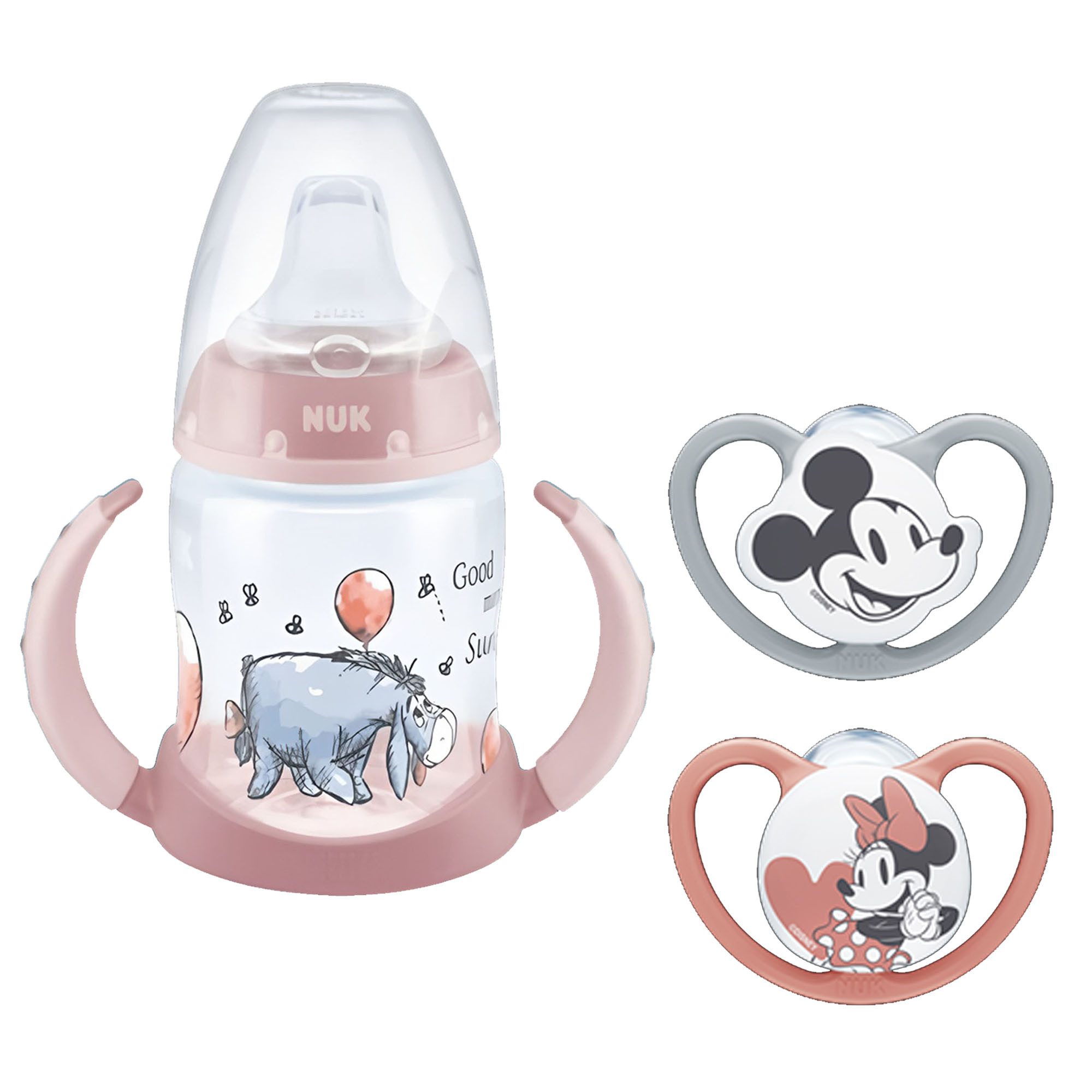 Babyflasche NUK Trinklernbecher /Trinkflasche mit Schnuller 6-18M set Disney