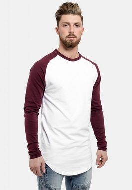 Blackskies T-Shirt Baseball Longshirt T-Shirt Weiß Burgundy X-Large