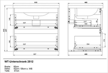 GERMANIA Waschtisch Scantic (Komplett-Set), Badmöbel Waschplatz inkl. Waschbecken, Breite 60 cm