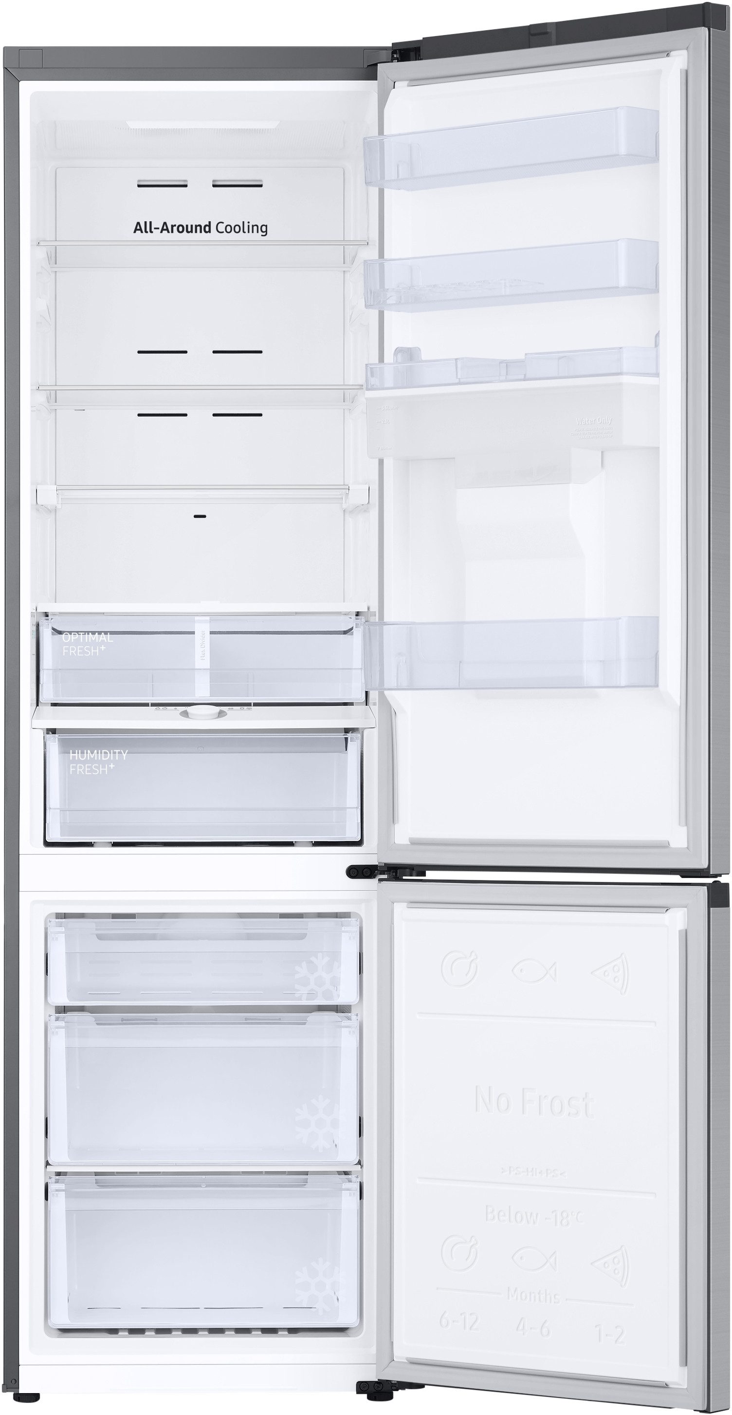 Samsung Kühl-/Gefrierkombination 7300 Serie RB38C634DSA/EF, 203 cm hoch, 59,5 cm breit, No Frost+, Wasserspender, WiFi, Space Max - extra viel Stauraum