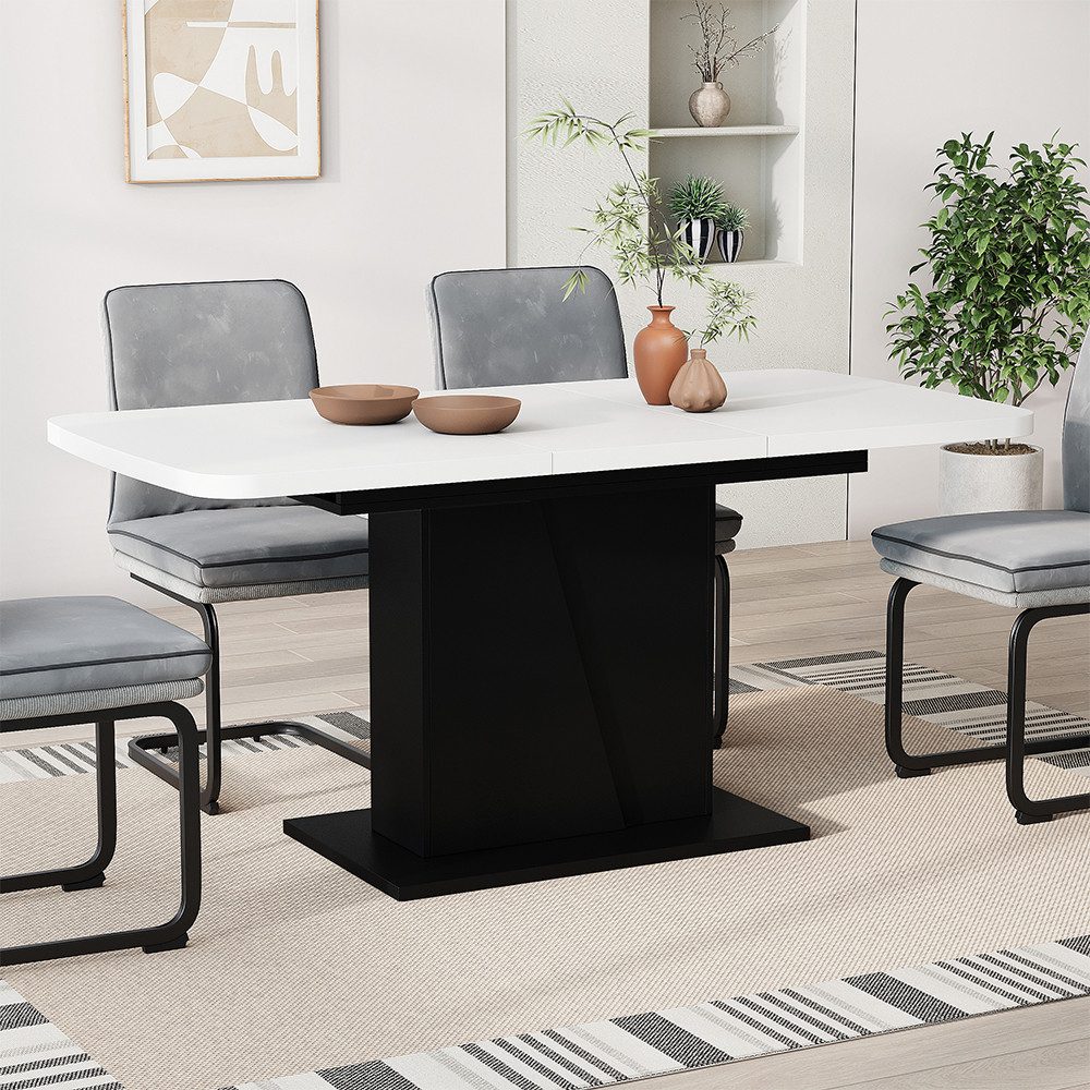 Vicco Esstisch Fenaro, Weiß/Schwarz, 120 x 80 cm ausziehbar (1-St)