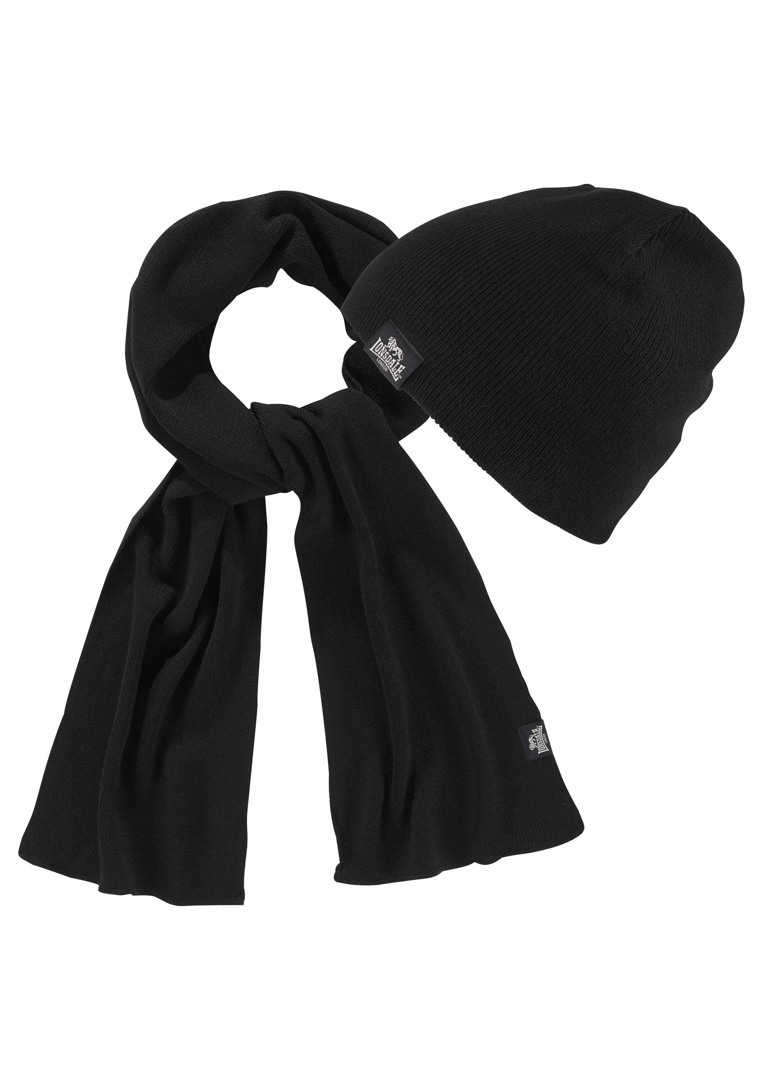 Lonsdale Strickmütze LEAFIELD Set Mütze+Schal (Packung, 2-St., mit Schal) Set aus Schal undMütze