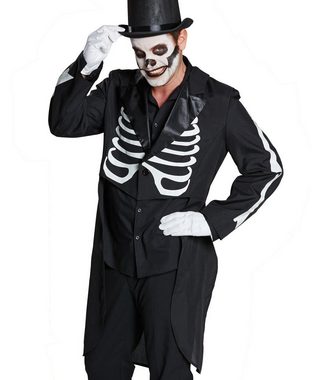 Karneval-Klamotten Kostüm Horror Herren Skelett glow in the dark, Skelett vorne und hinten Herrenkostüm Erwachsene Frack Halloweenkostüm