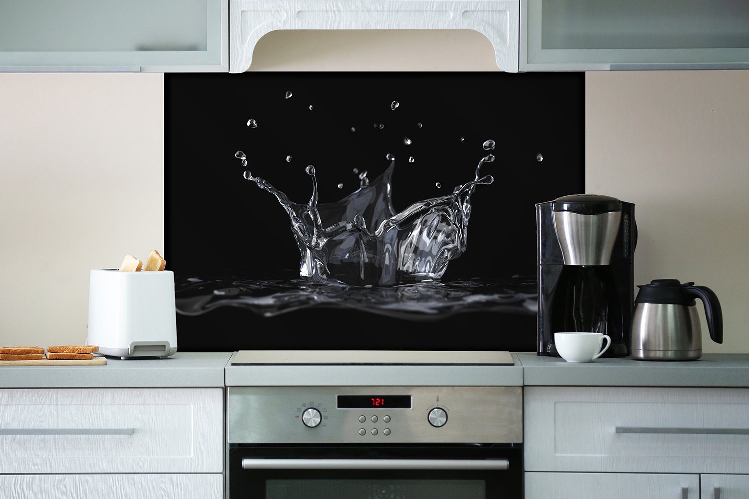 Küchenrückwand Aufspritzendes (1-tlg) Wallario Wasser,
