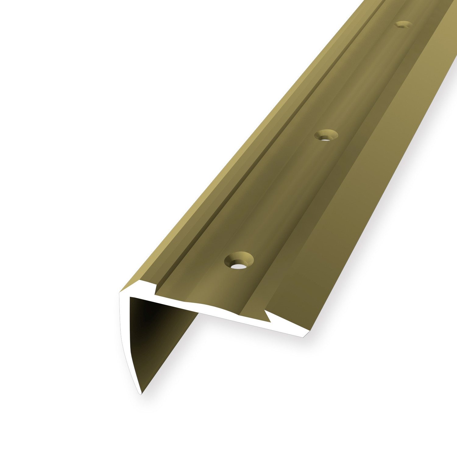 Küberit Treppenkantenprofil 32 x 44 x 2500 mm Winkelprofil Gold Gebohrt Aluminium
