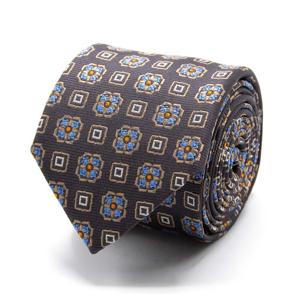 BGENTS Krawatte Seiden-Jacquard Krawatte mit geometrischem Muster Breit (8cm) Grau