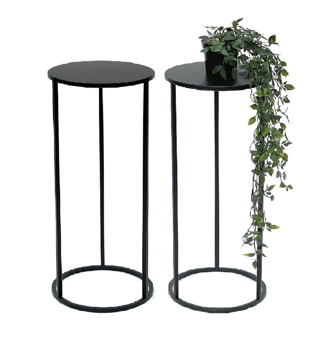 Blumenhocker 2x Metall Schwarz Rund 60 cm Blumenständer Beistelltisch