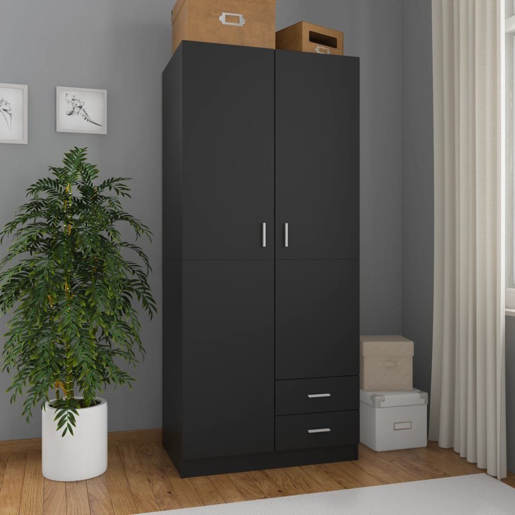 furnicato Kleiderschrank Schwarz 80x52x180 cm Holzwerkstoff (1-St) günstig online kaufen
