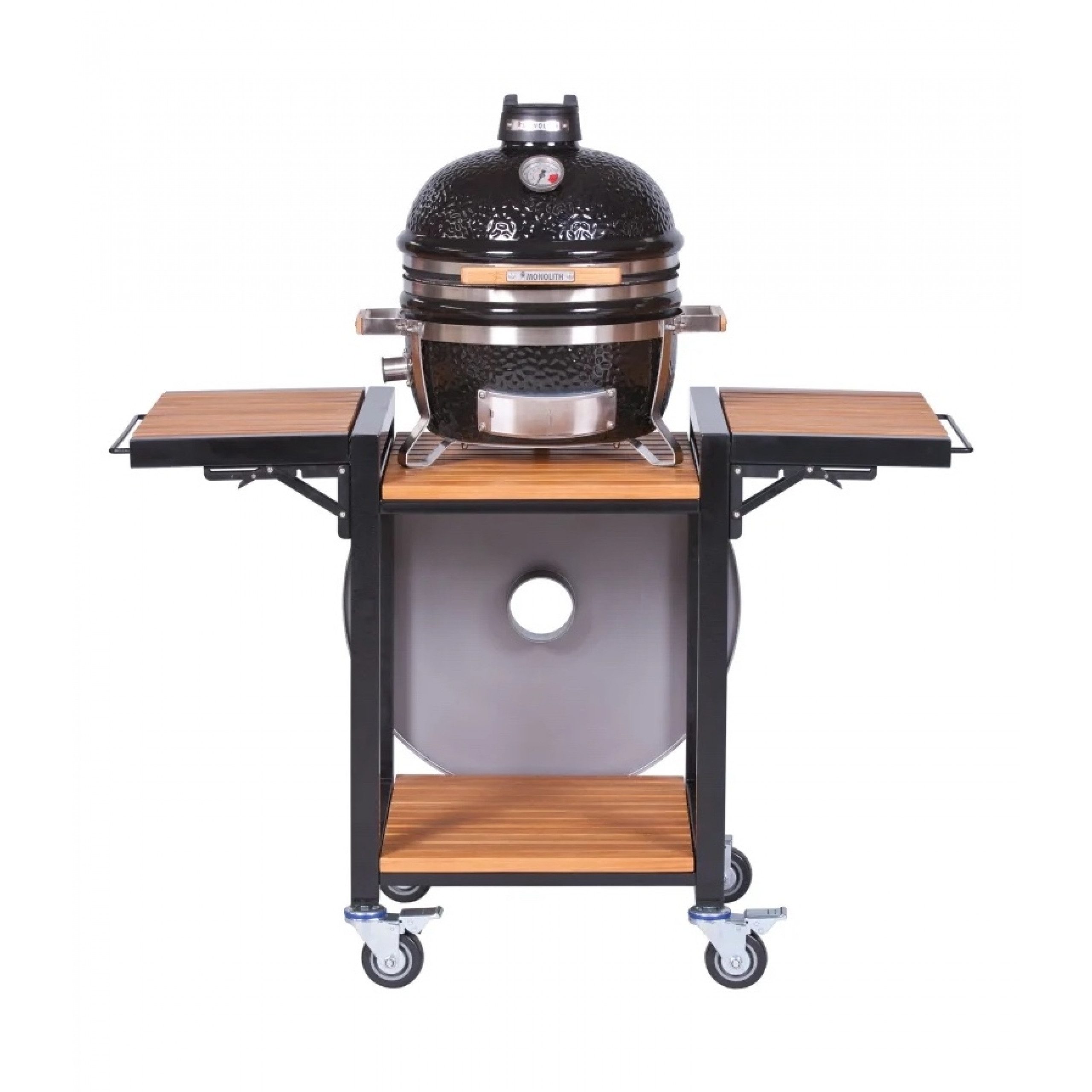 MONOLITH Keramikgrill Monolith ICON / JUNIOR Trolley aus Akazienholz inkl. Seitentische