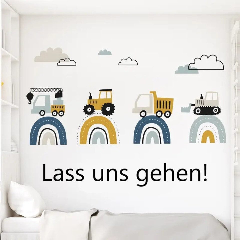 Montegoni Wandsticker Cartoon-Baustellenfahrzeuge Wandtattoo – Aquarell günstig online kaufen