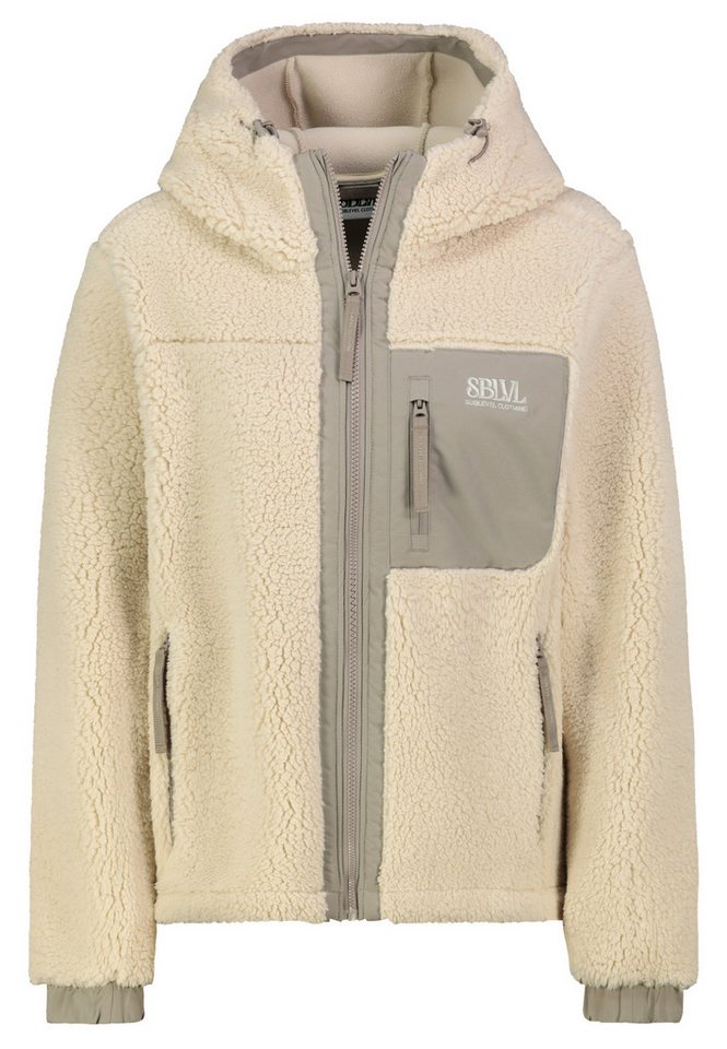 SUBLEVEL Winterjacke Teddy Brusttasche Kapuze Reißverschluss für Damen (1-St) Verstellbarer Tunnelzug, Ärmelbündchen, Betonte Quernähte
