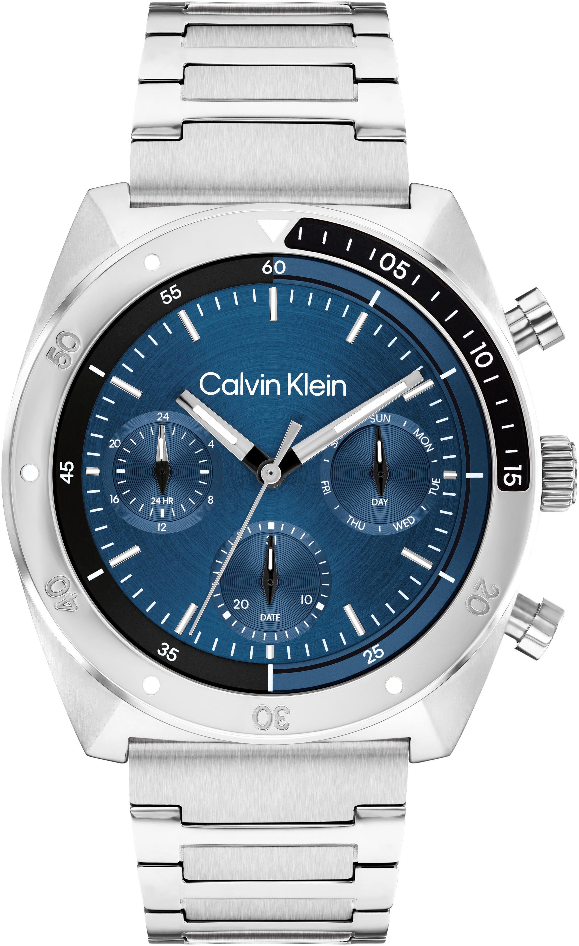 Calvin Klein Multifunktionsuhr CK FLEX 25200464, Armbanduhr, Quarzuhr, Herrenuhr, Tag, Wochentag, Edelstahlarmband