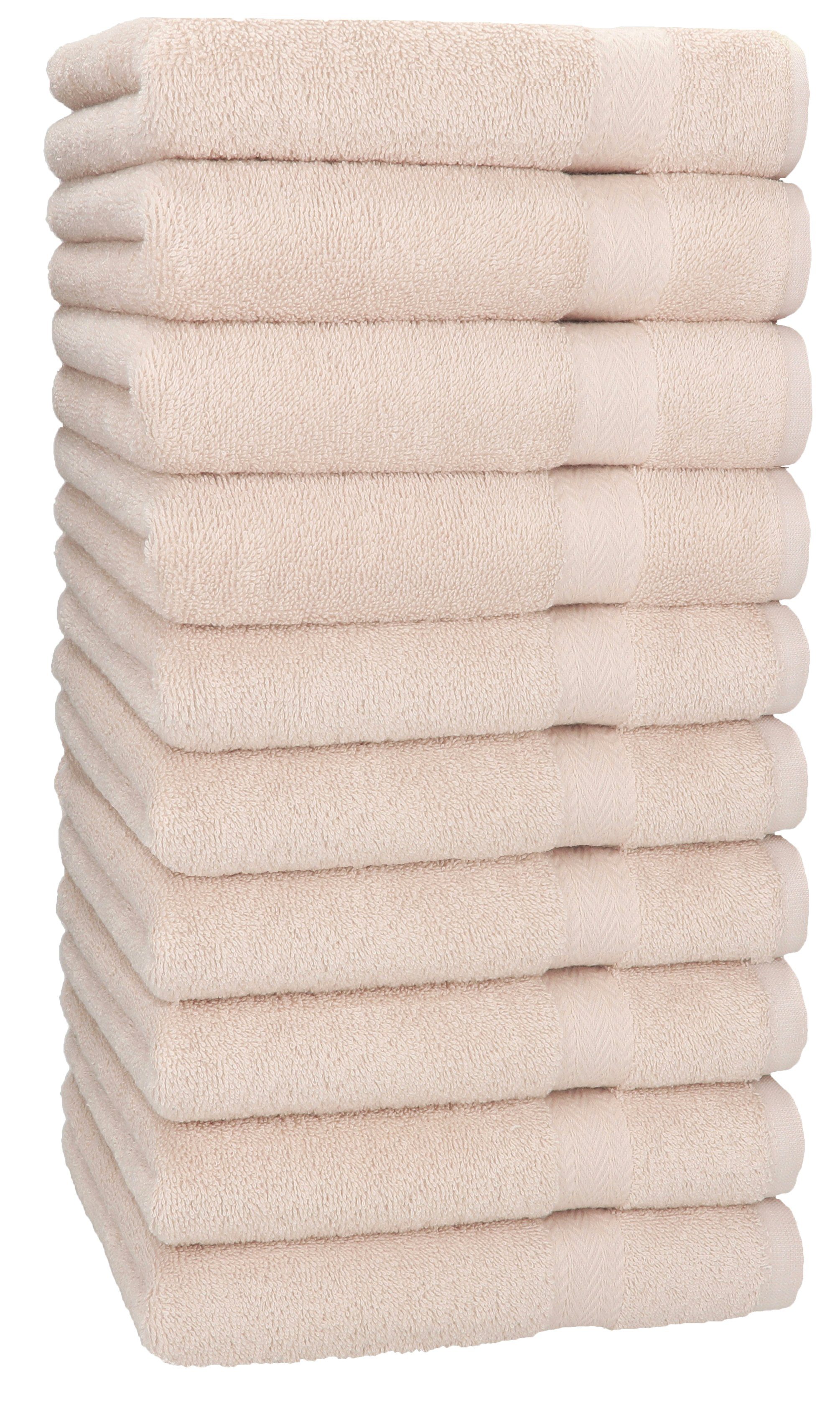 Betz Handtücher 10 Stück Handtücher Premium Größe 50x100 cm Farbe Sand, 100% Baumwolle