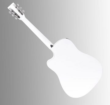 Classic Cantabile Westerngitarre Gitarrenset Dreadnought-Style mit Tonabnehmer - Korpus: Linde, inkl. Tasche, Ständer, Fußbank und Tuner, Spar-Set, inkl. Tasche, Gitarrenständer, Fußbank, Stimmgerät