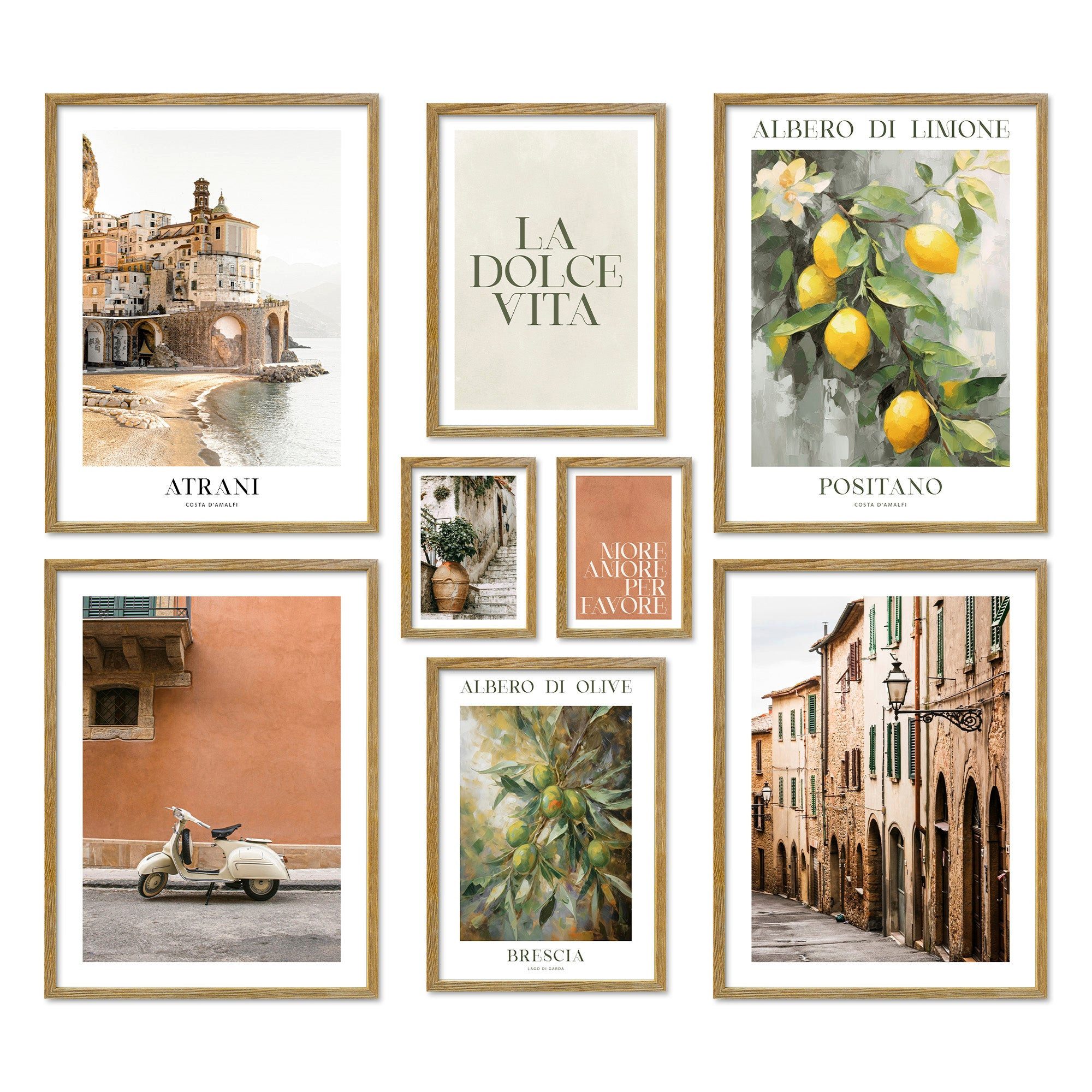 ARTFAVES Bilder-Collage Poster Set La Dolce Vita Italy I mehrteilige Bilderwand I Wandbilder I, (Wandbilder modern, 8 St)