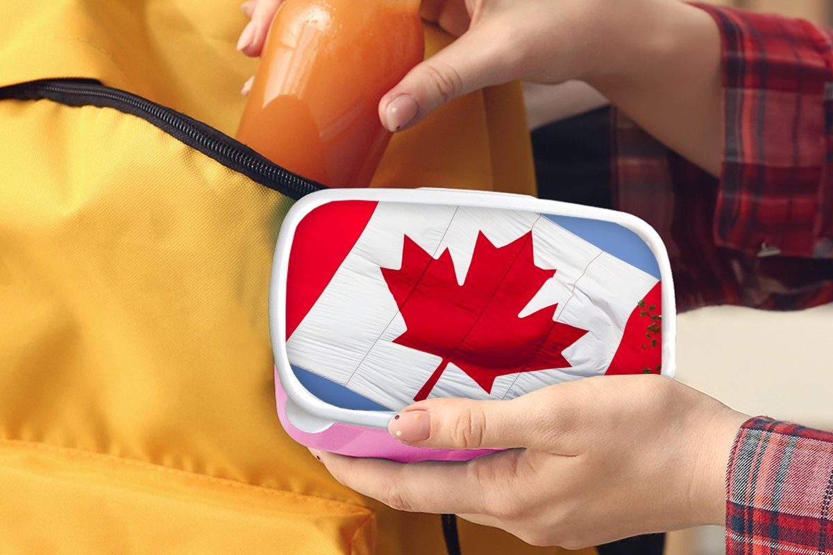 Flagge Lunchbox Riesige (2-tlg), Kunststoff MuchoWow Brotdose rosa Mädchen, für Baumzweigen, Kunststoff, Brotbox kanadische Erwachsene, Kinder, mit Snackbox,