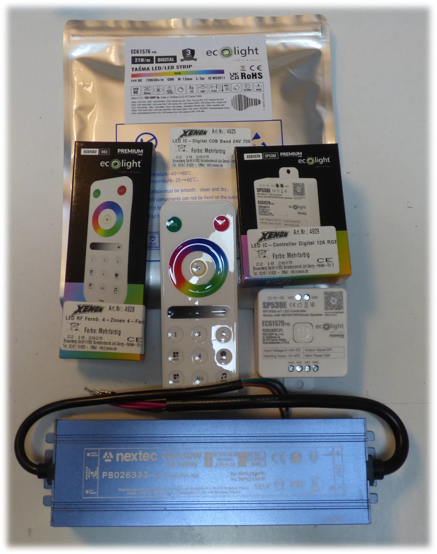 XENON LED Dekolicht 5364 LED Digital Leuchte für Akustik Paneele RGB 1,50m + Netzteil, Xenon / Mehrfarbig