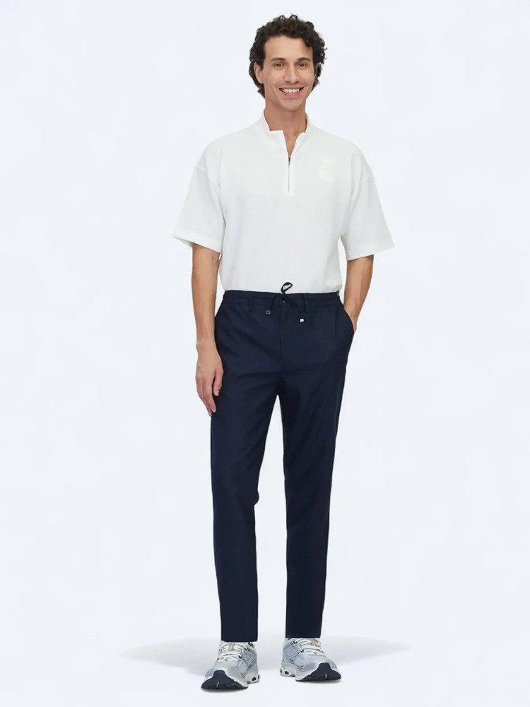 KİP Jeansjeggings Marineblaue Jogginghose mit Webmuster
