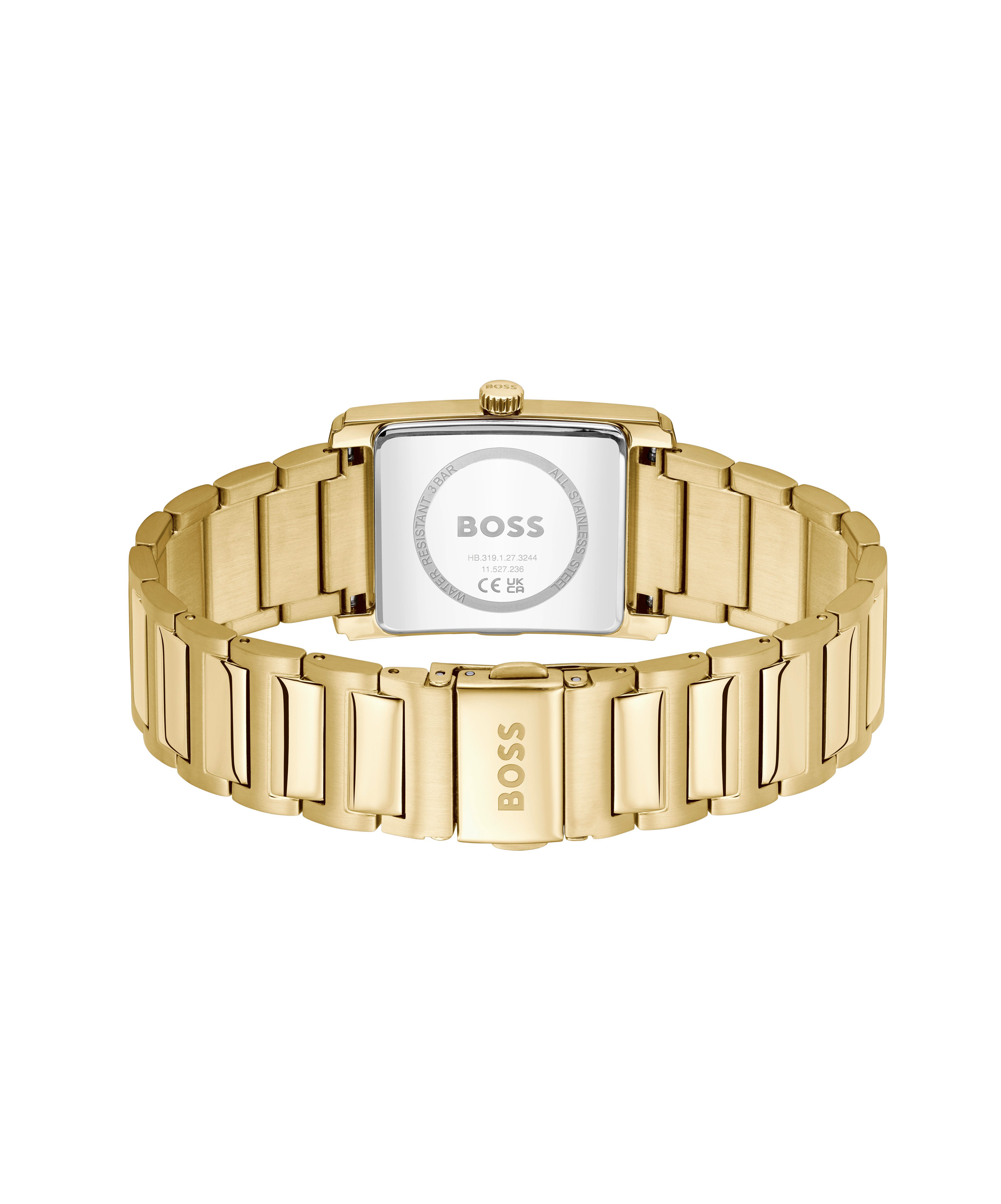 BOSS Quarzuhr PRINCIPLE DRESS 1514280, Armbanduhr, Damenuhr, Herrenuhr, Edelstahlarmband, analog, Tag