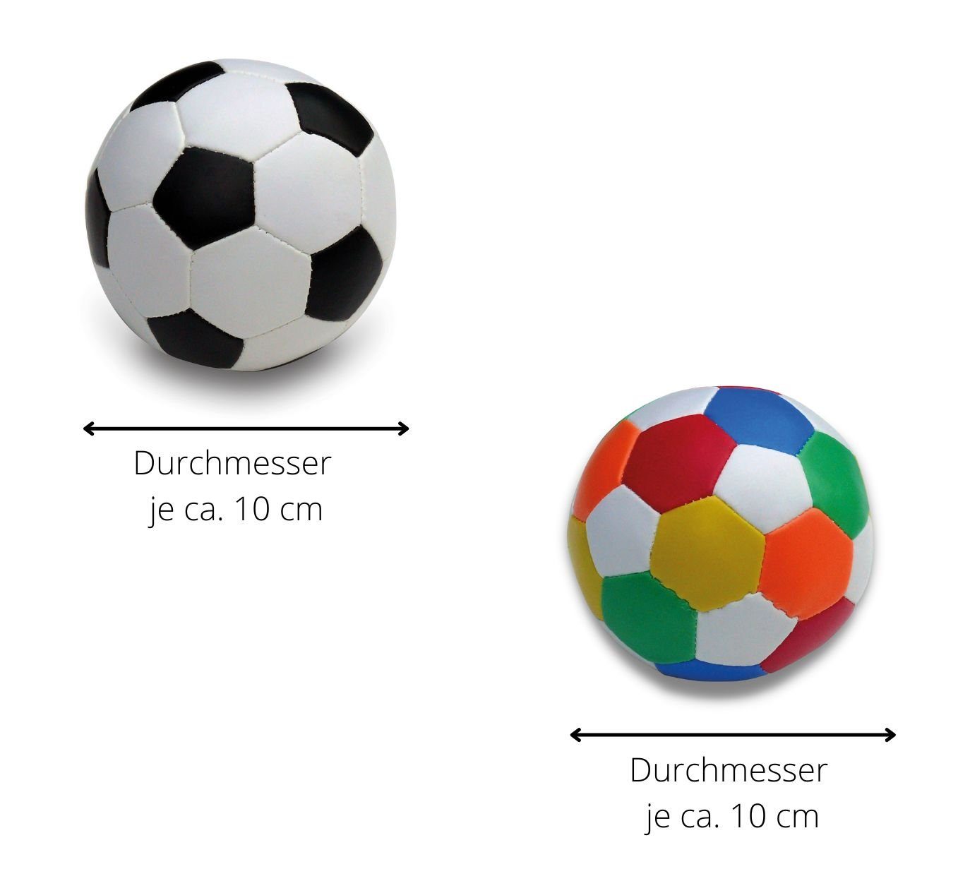alldoro Softball 60305, 2er Set, Ø 10 cm, schwarz-weiß & bunt, extra  weiche, kleine Spielbälle