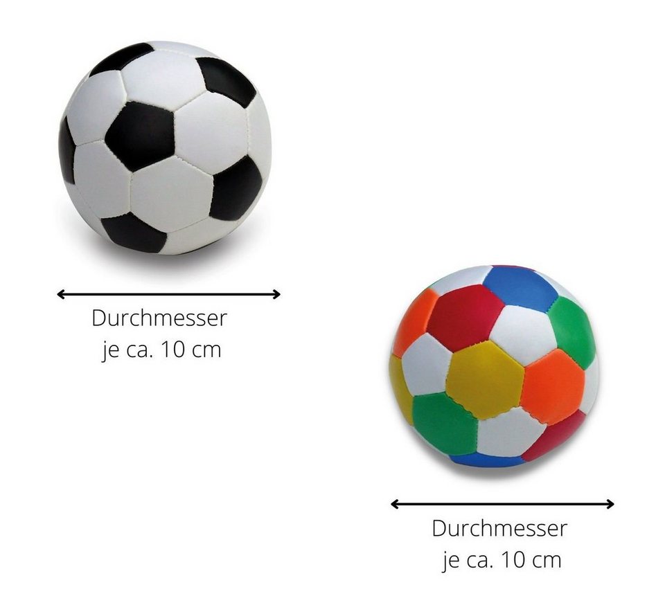 alldoro Softball 60305, 2er Set, Ø 10 cm, schwarz-weiß & bunt, extra  weiche, kleine Spielbälle