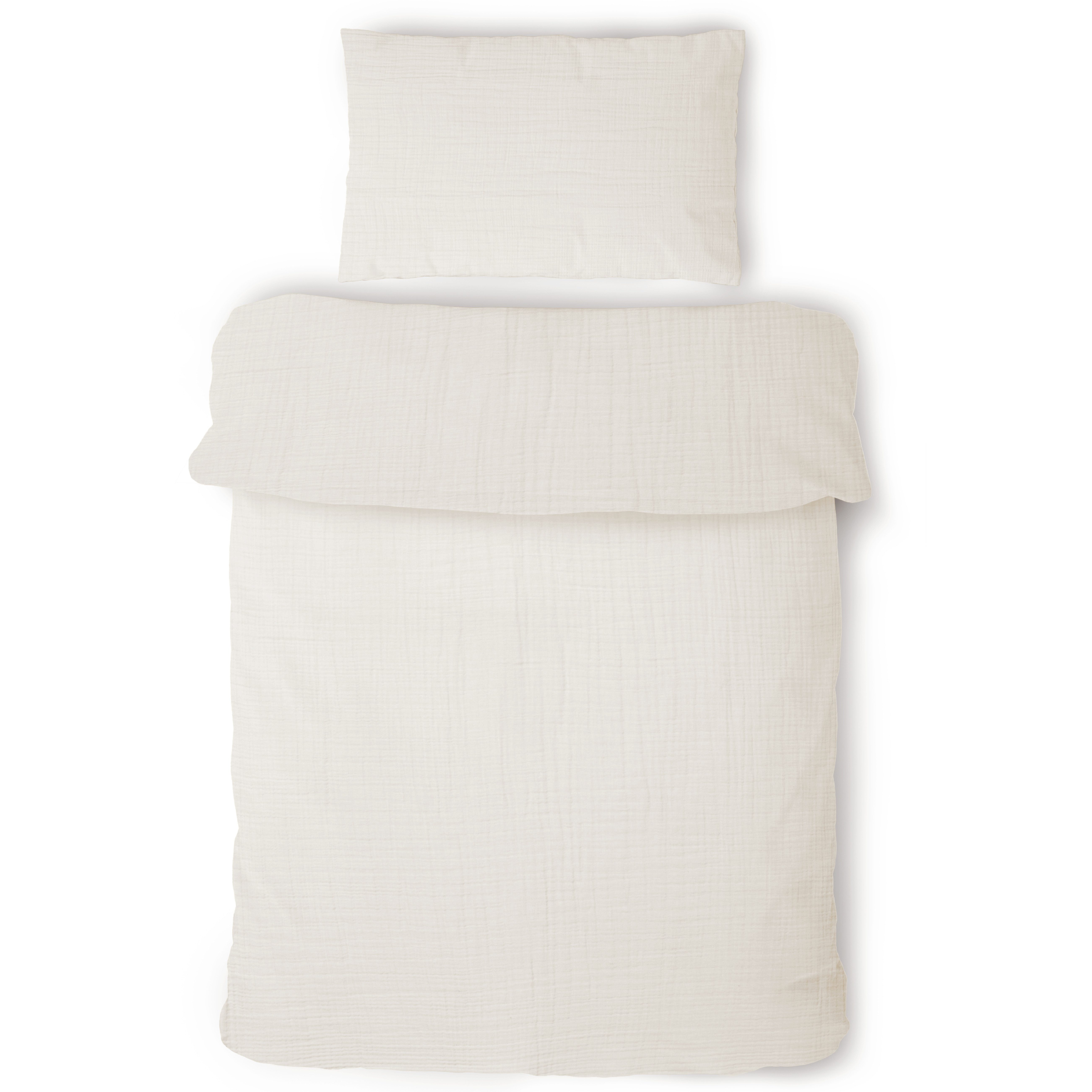 Laynenburg Kinderbettwäsche Musselin 2 teilig aus 100% Baumwolle in 100x135 cm + 40x60 cm, atmungsaktiv & bügelfrei – 3 lagig mit Reißverschluss & Haltebändern