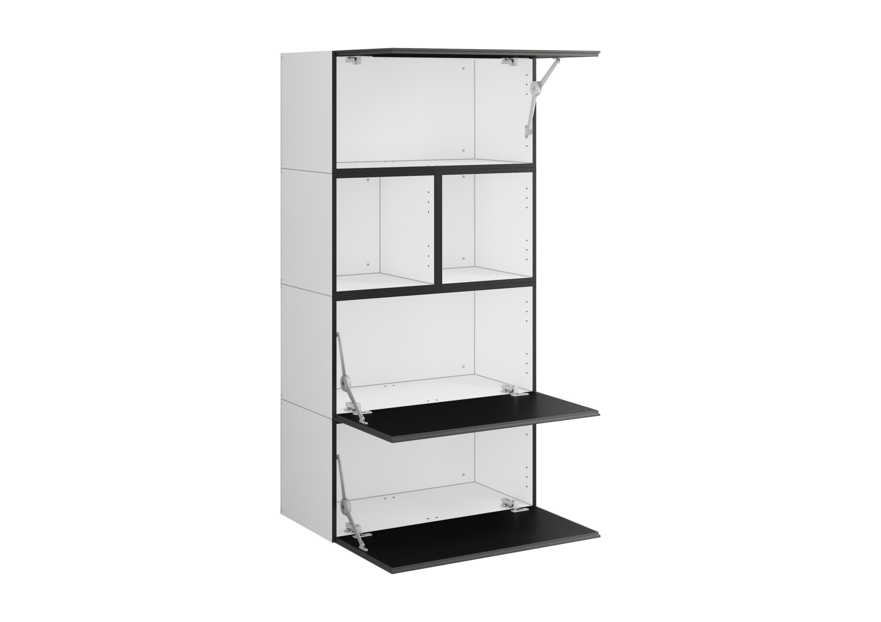 BMG Möbel Stauraumvitrine Modul+ (Highboard Set 5 tlg., besteht aus: 3x Schrank mit Klappenfunktion, 2x Regal) Schränke frei kombinierbar, wandhängend oder stehend