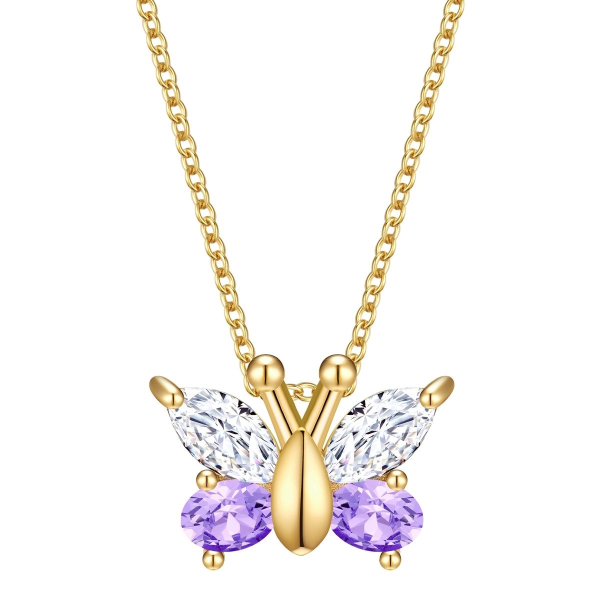 Silberkette Schmetterling gelbgold