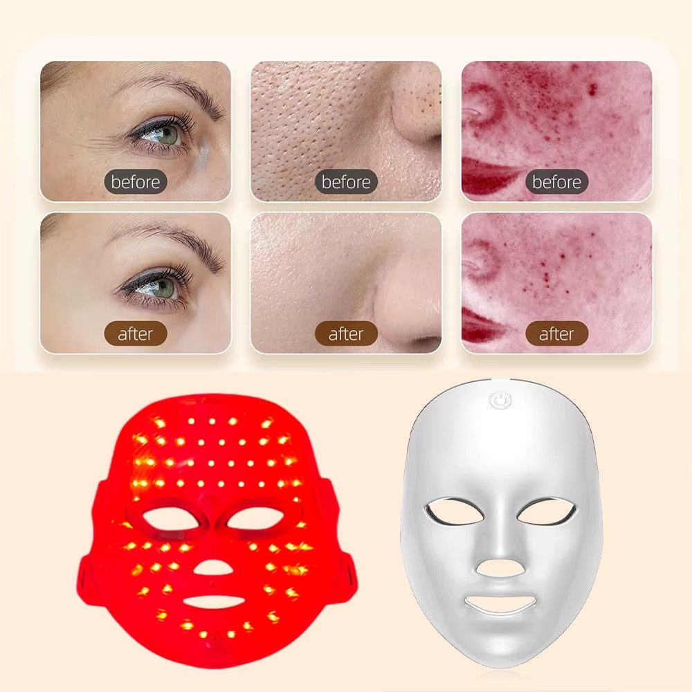 Foreverlily LED-Gesichtsmaske Wiederaufladbare, LED-Photon-Schönheitsmaske, Hautpflege, Kabellose Nutzung, Sanfte LED-Lichttherapie
