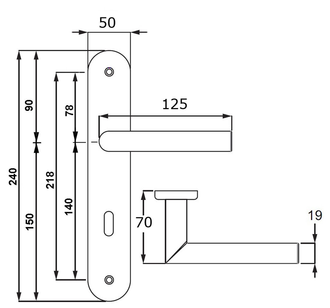 Häusler Onlinehandel GmbH Türbeschlag Edelstahl Türbeschlag TA-1206 Langschild Renovierung Türgriffe, extra breites Schild zur Überdeckung von Farbabweichungen