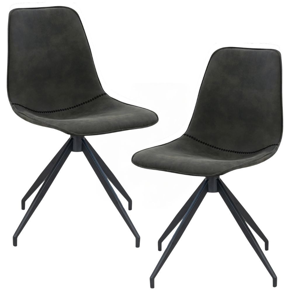 Stuhl 2er Set Retro-Drehstuhl CANNES vintage-grau Schalensitz