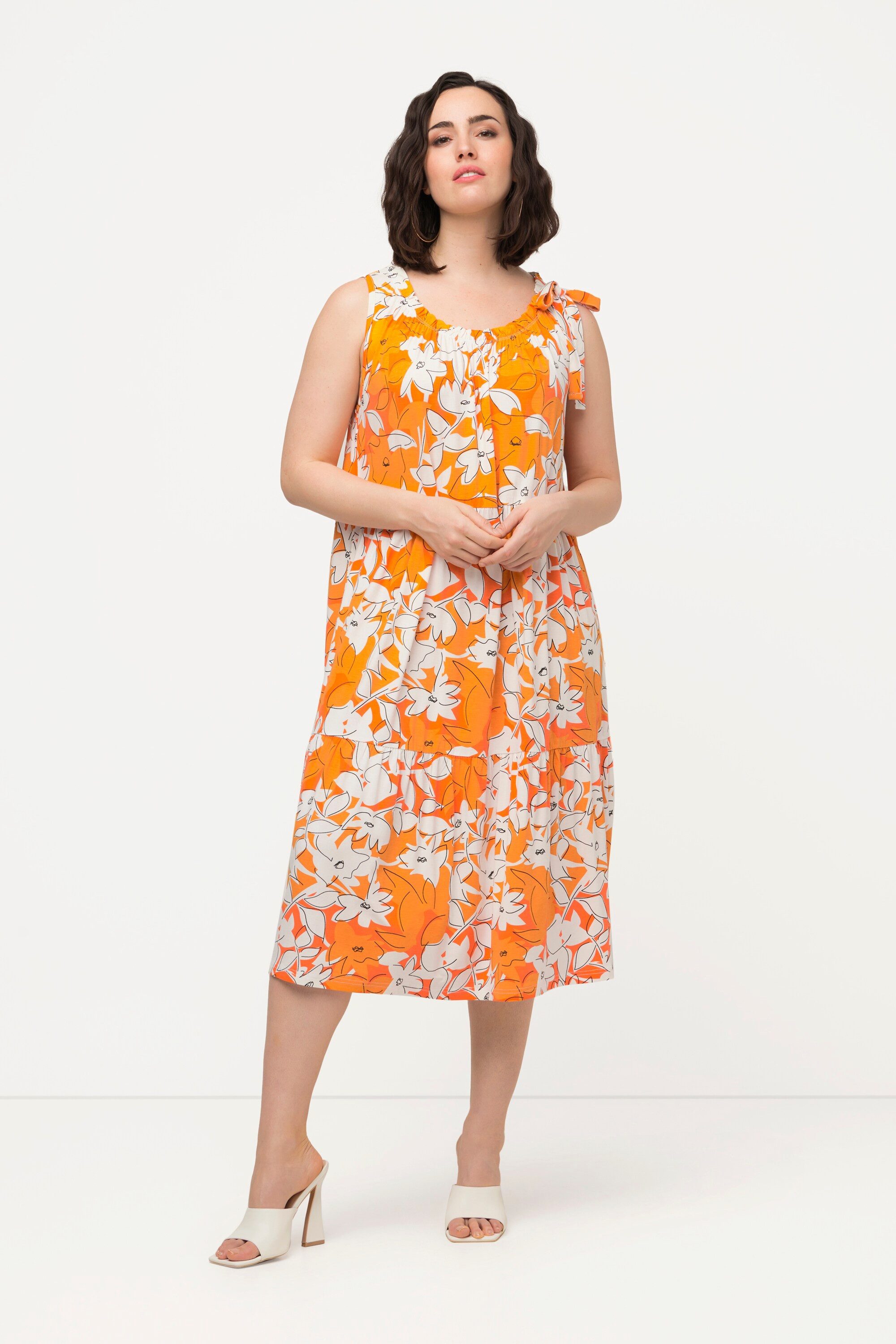 Ulla Popken Midikleid Midikleid Blüten Rundhals günstig online kaufen
