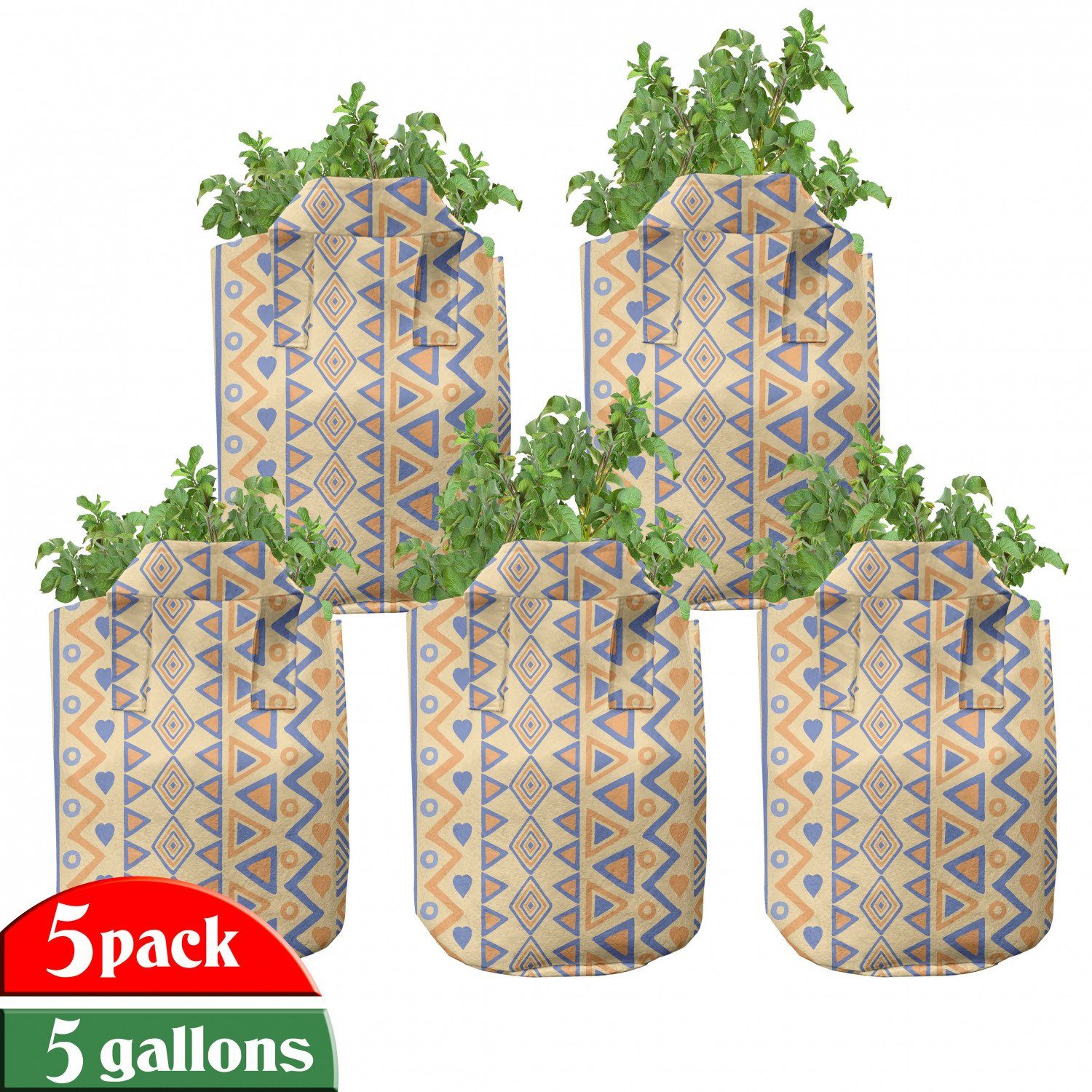 Abakuhaus Pflanzkübel hochleistungsfähig Stofftöpfe mit Griffen für Pflanzen, Indie Streifen
