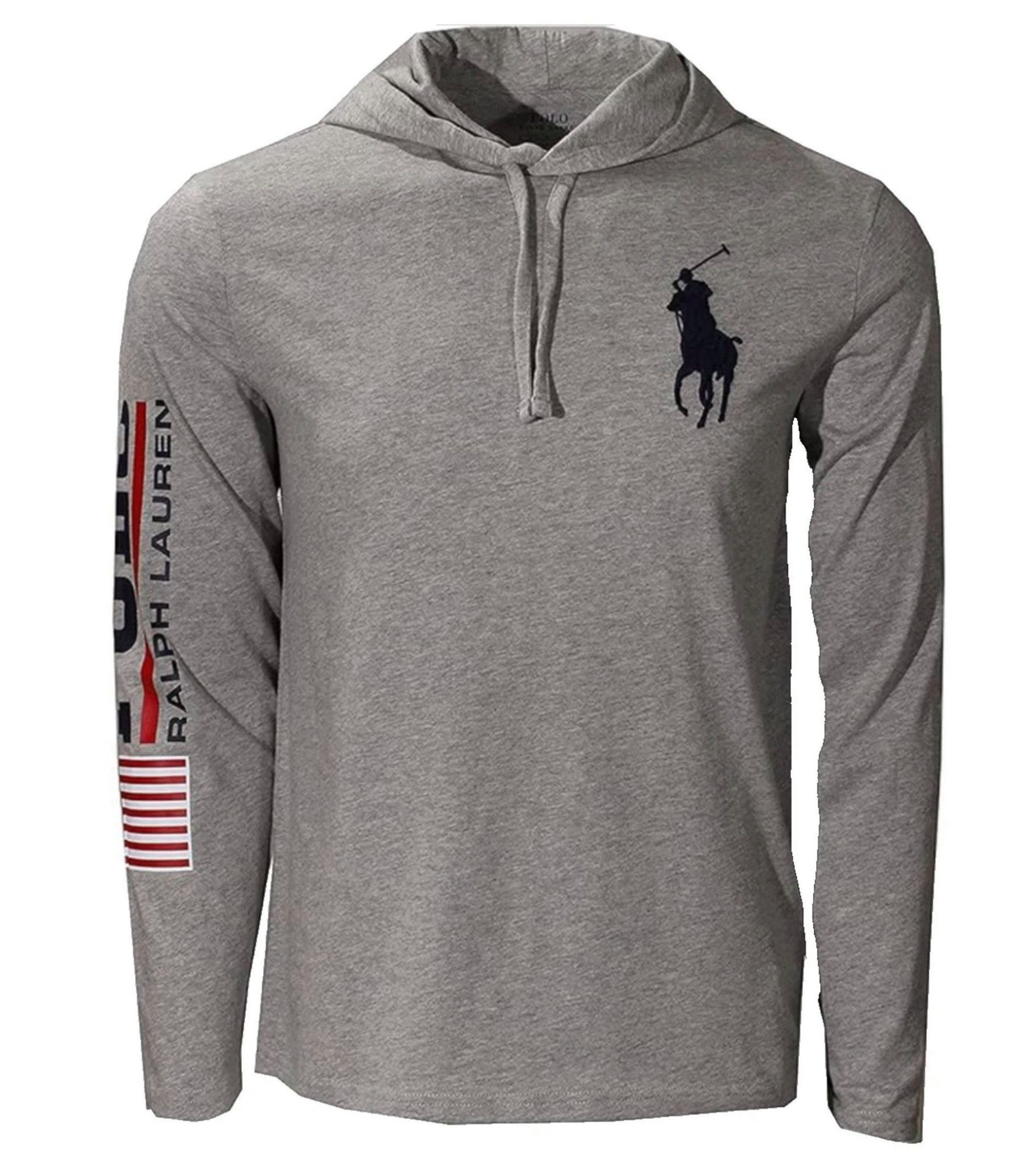 Longsleeve Hoodie Big Pony Kapuzenpullover Regular Fit Dünner Baumwollstoff