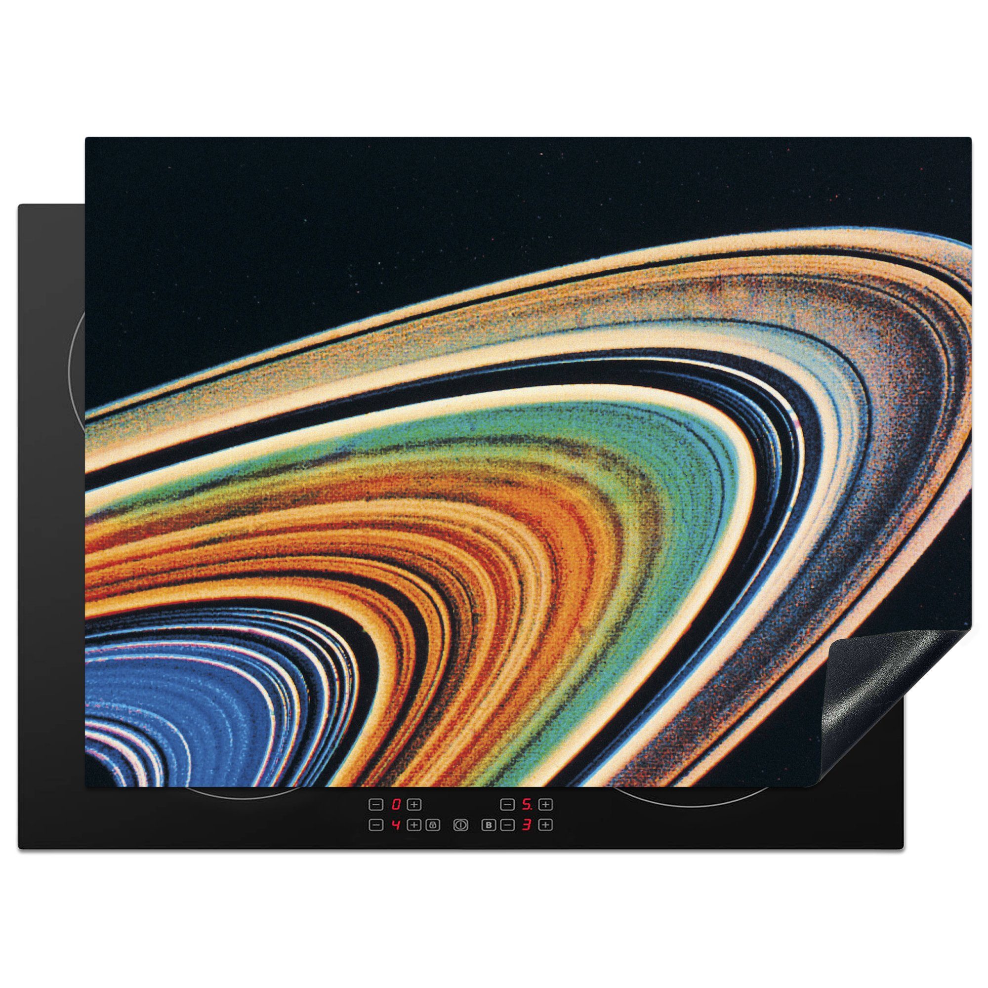 MuchoWow Herdblende-/Abdeckplatte Die Ringe des Saturn, Vinyl, (1 tlg), 71x52 cm, Induktionskochfeld Schutz für die küche, Ceranfeldabdeckung
