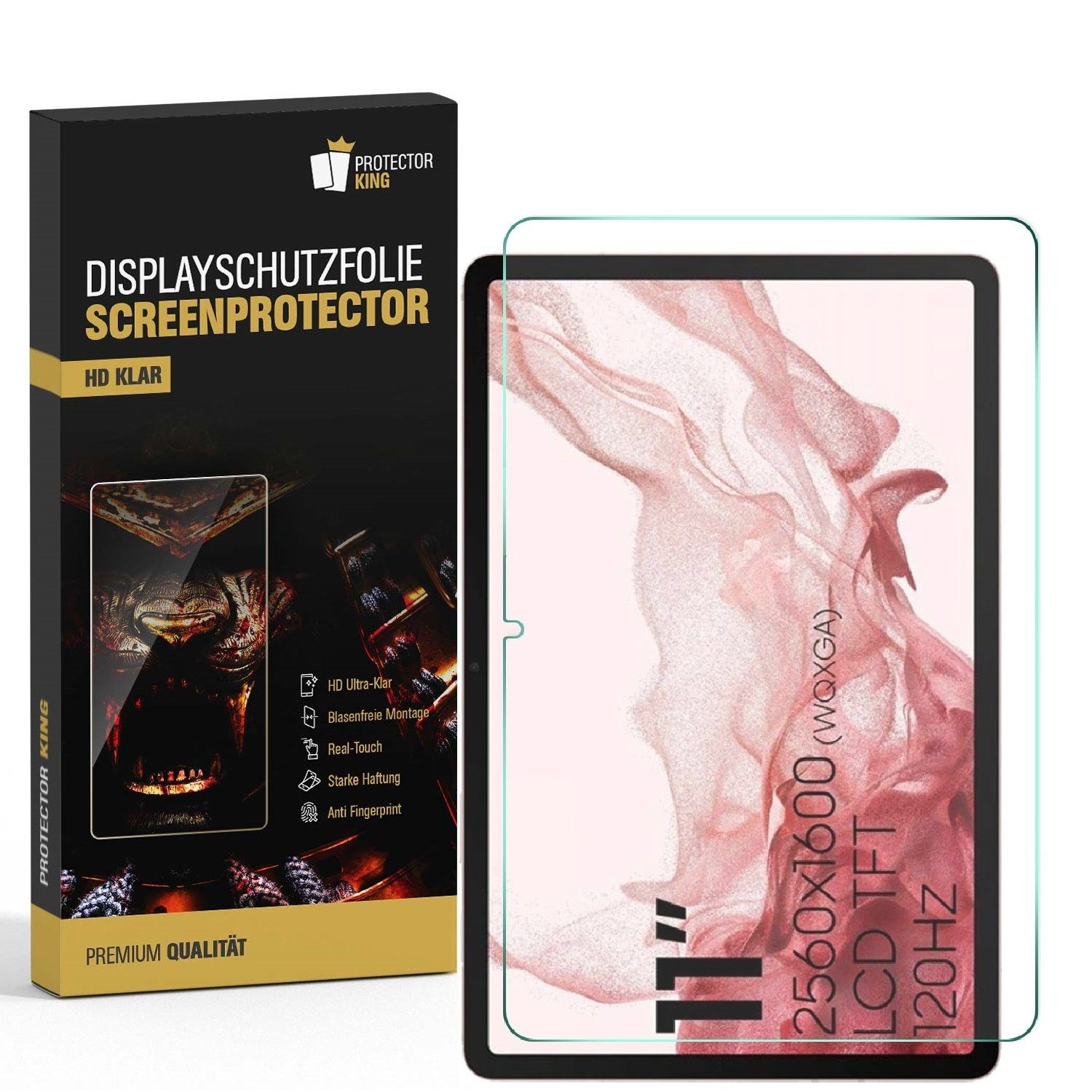 Protectorking Displayschutzfolie 1x Premium Schutzfolie für Samsung Galaxy Tab S9 FE FULL COVER 3D, 1-Stück, flexible Displayschutzfolie, Schutfolie PREMIUM 3D-KLAR