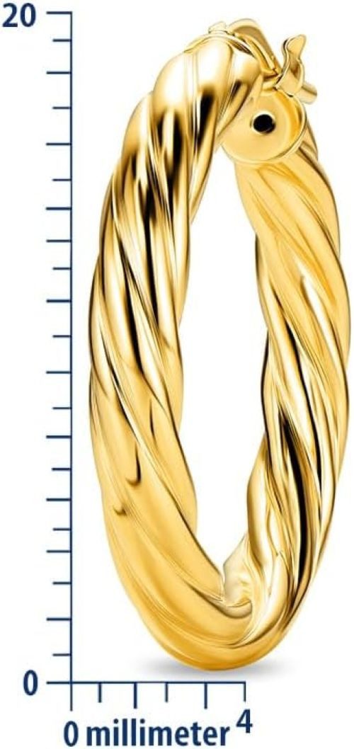 Miore Paar Creolen MAR009SE - 925 Sterling Silber 18Kt vergoldet 20mm Durchmesser, Creolenohrringe handgefertigt in Italien