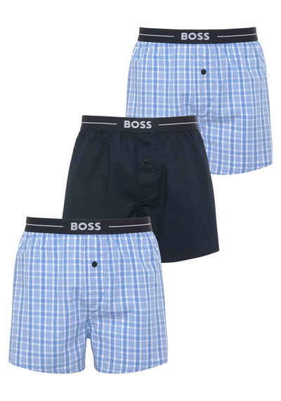 BOSS Boxershorts 3P Woven Boxer 10255001 01 (Packung, 3-St., 3er) mit BOSS Schriftzug auf dem Bund