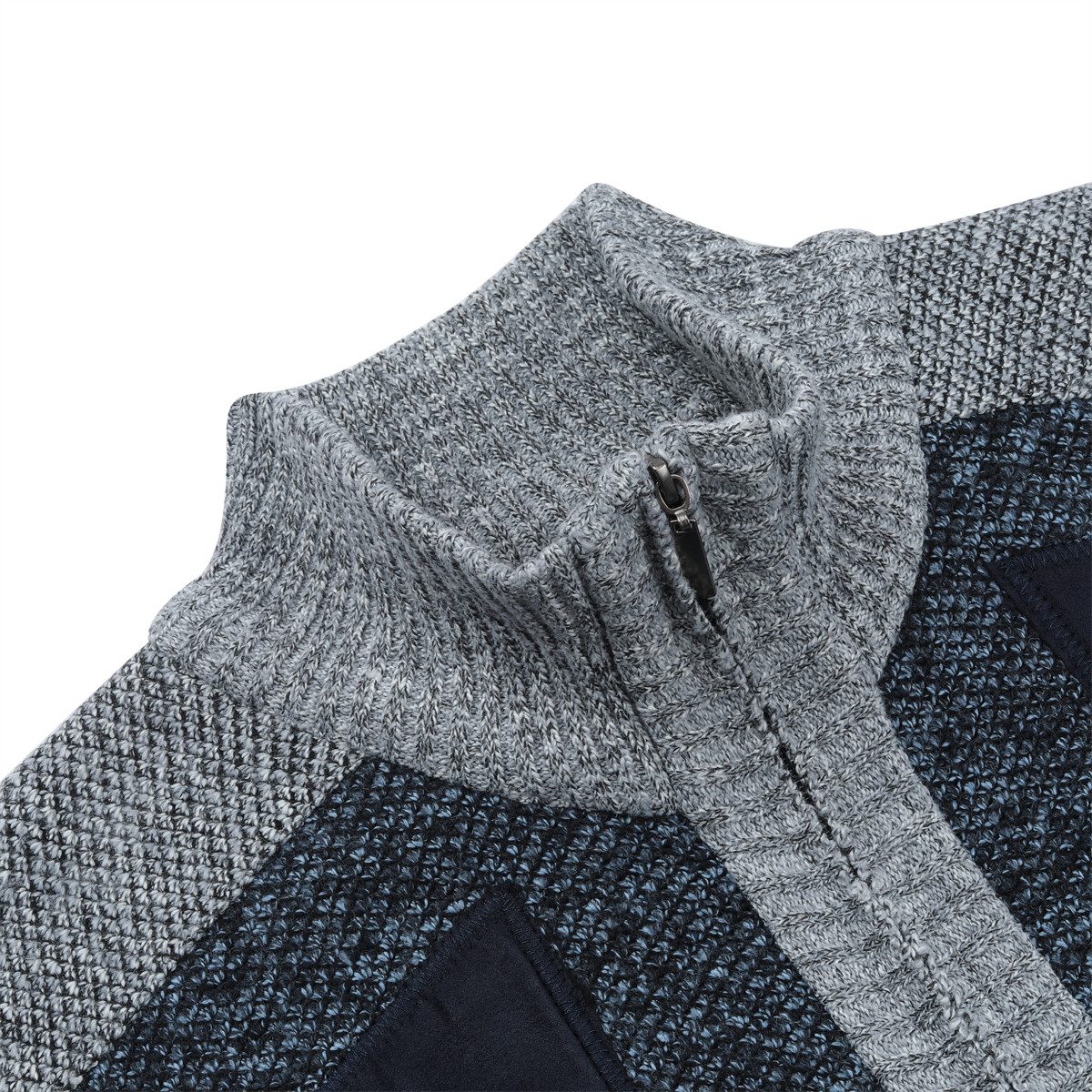 Allthemen Cardigan Herren Strickjacke mit ärmelflecken Strickjacke Winter – Bild 4 von 5