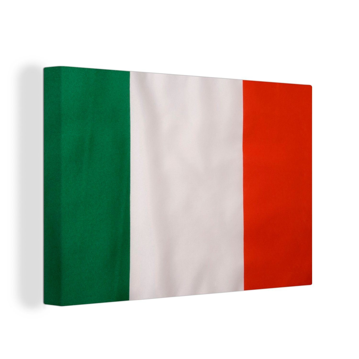 OneMillionCanvasses® Leinwandbild Die (1 30x20 Wandbild Aufhängefertig, Leinwandbilder, italienische St), Flagge, cm Wanddeko